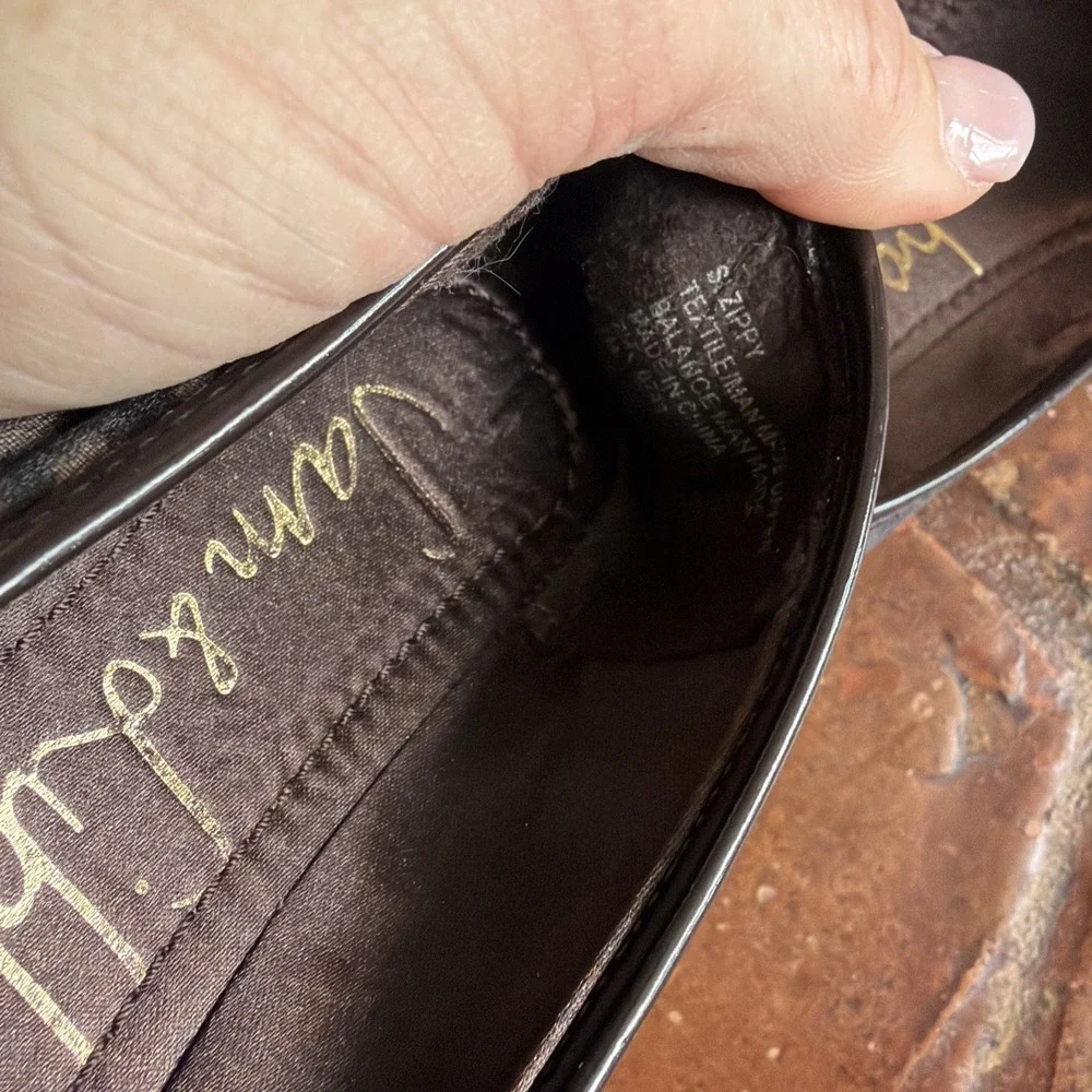 Sam & Libby Leopard W/ Zipper Accent Ballet Flat Slip On Women's Size 7 M